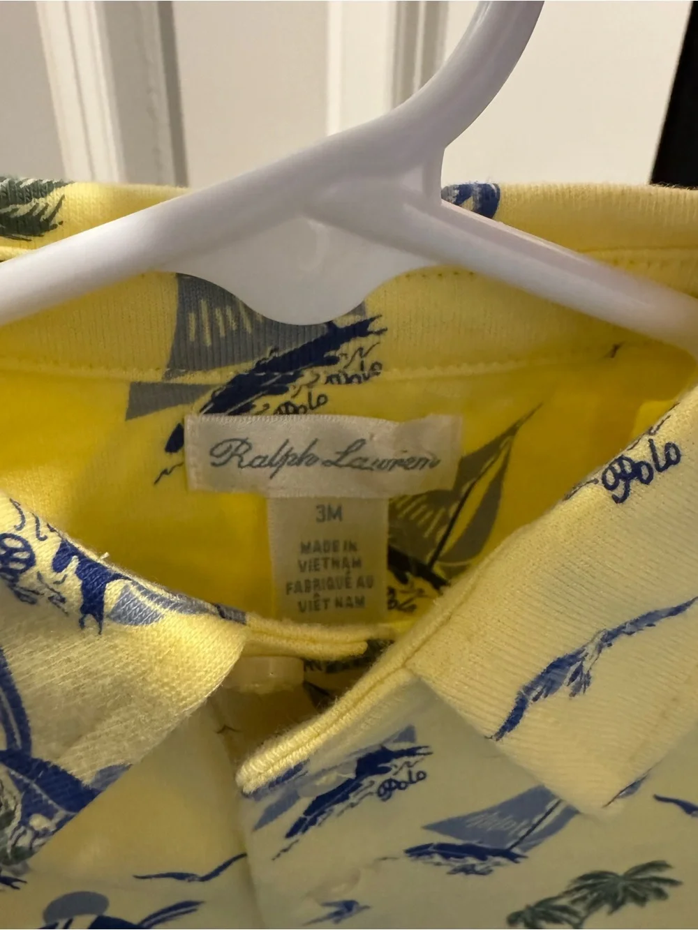 Ralph Lauren Yellow Polo with Navy Sailboat Print - Kids